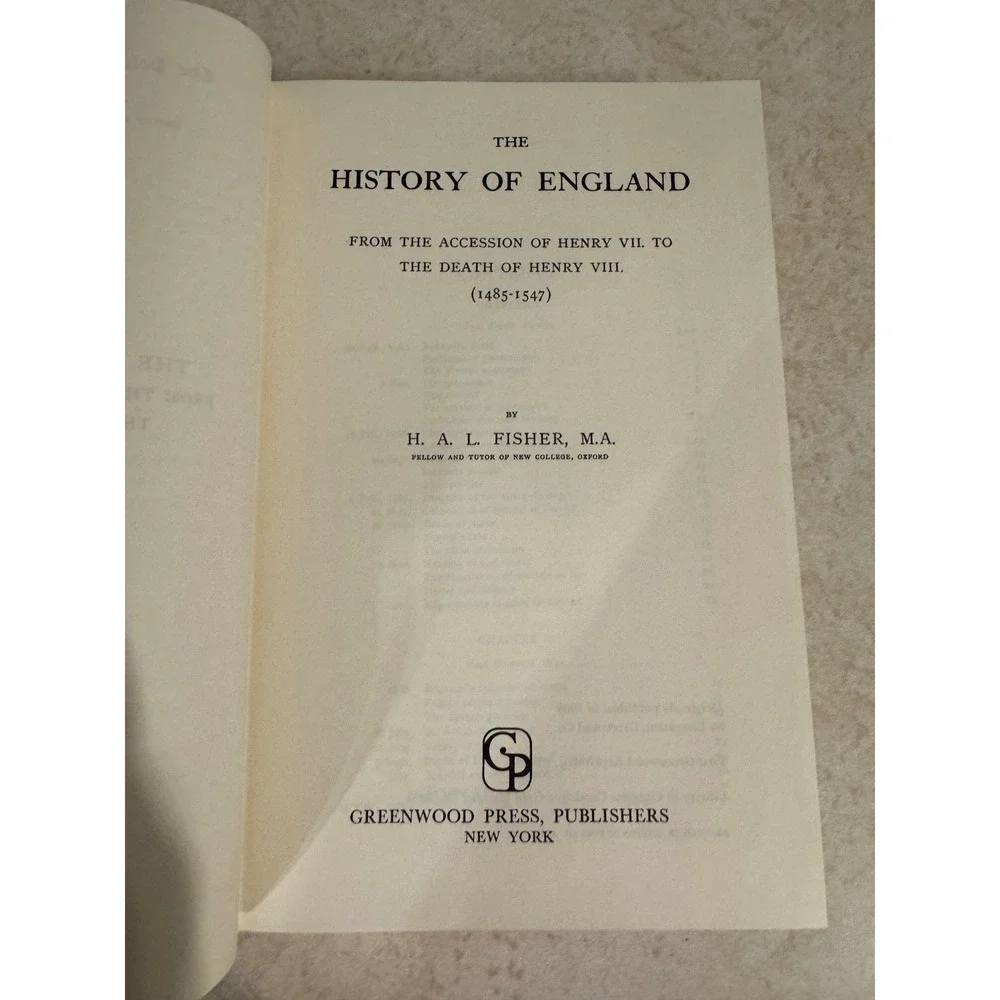 The History of England 1485-1547 H.A.L. Fisher 1969 Greenwood Press Vol V
